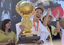 The winner of World Paella Day competition, Japan's Kohei Hatashita.
