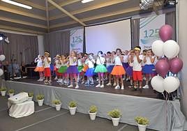 Pupils performing at the festival to mark the anniversary.