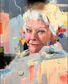 Dame Judi Dench painted by Gibraltar artist Christian Hook.