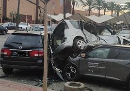 The state of the three vehicles after the incident.