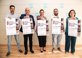 Margarita del Cid (c) at the launch of Expo Barber Spain 2024 on Monday.