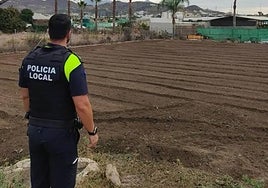 A Local Police officer at the scene where the body was found.