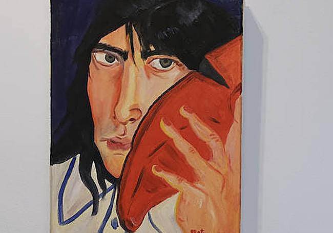 Her paintings depict characters “like in a play”, that lead you through her exhibition.