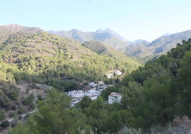 The village is located on the Gran Senda de Málaga, between Frigiliana and Cómpeta.