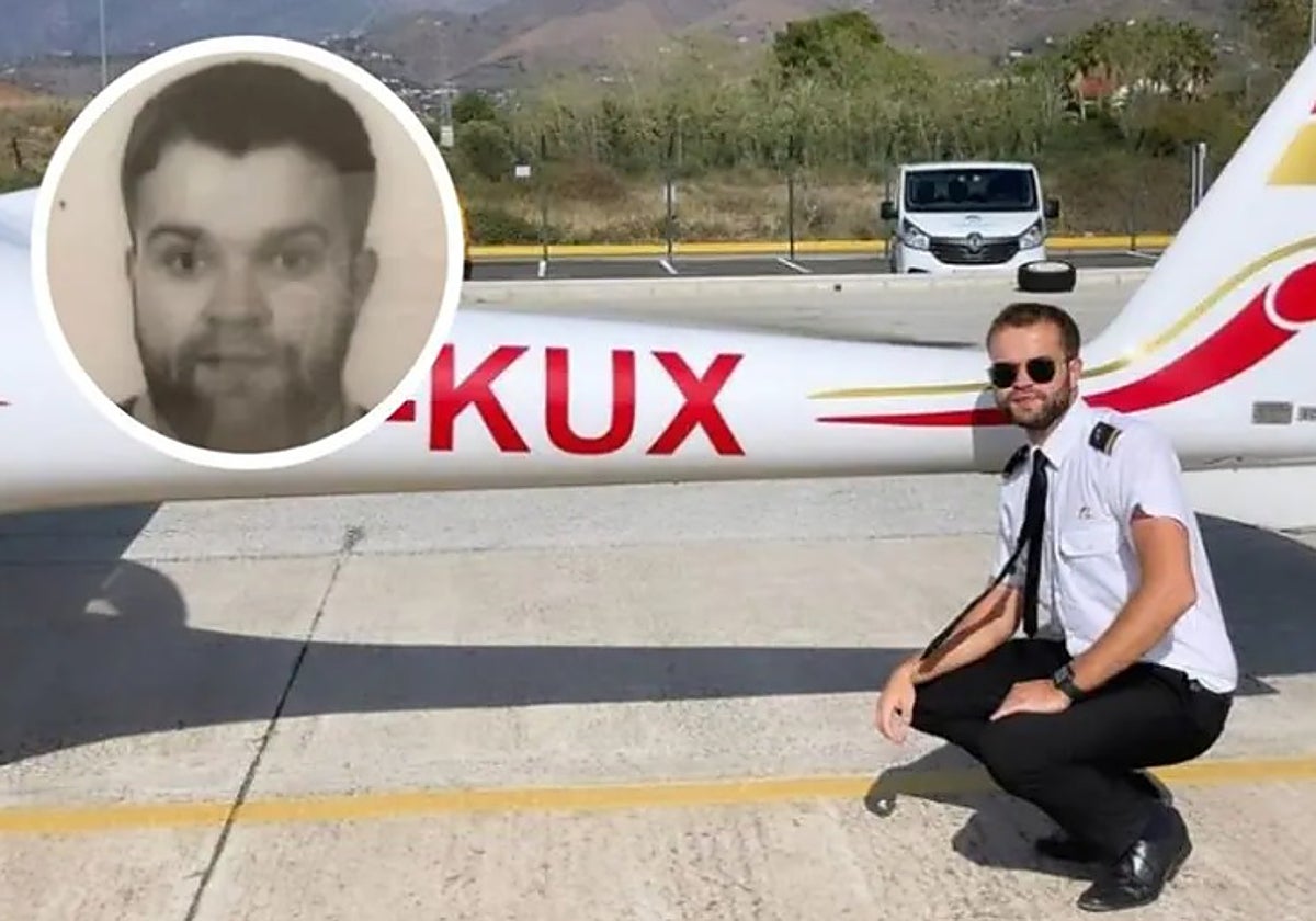 Markus before a flight, with (inset) his ID photo.