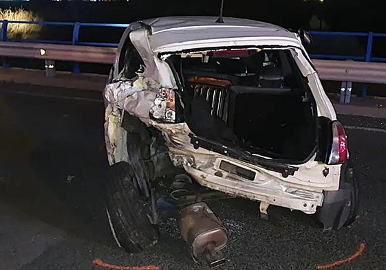 State of one of the vehicles involved in a recent accident on the MA-21.