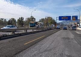 Resurfacing work on the motorway near the airport.