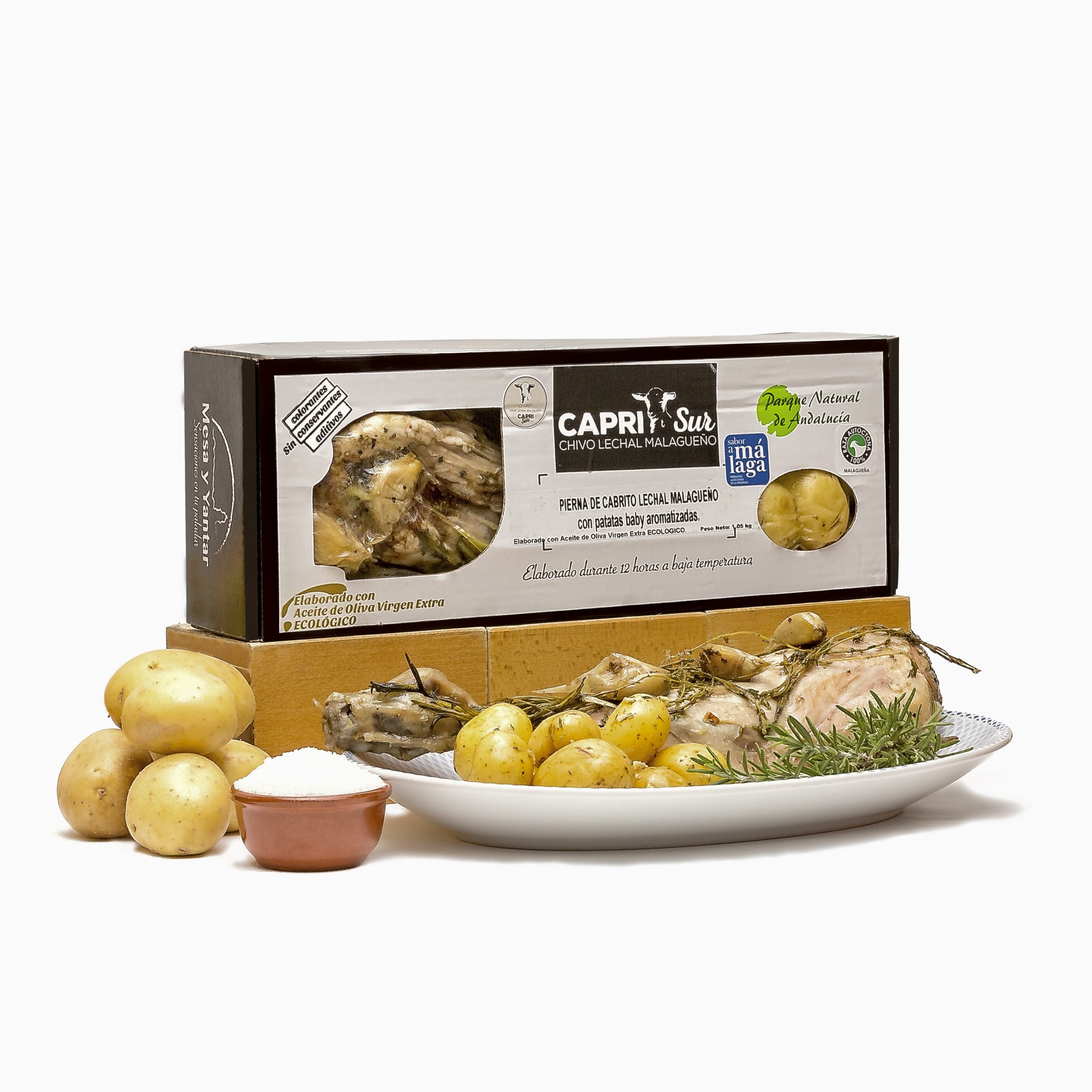 Precooked Malaga suckling goat leg from Caprisur.