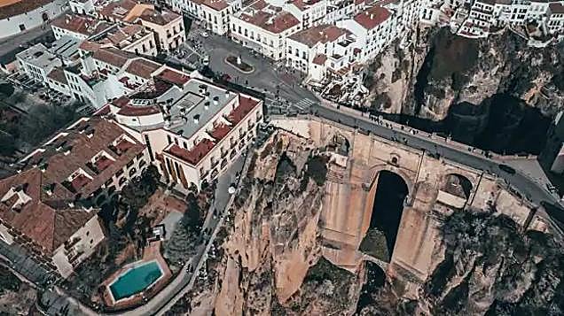 Aerial view of the Puente Nuevo in Ronda.