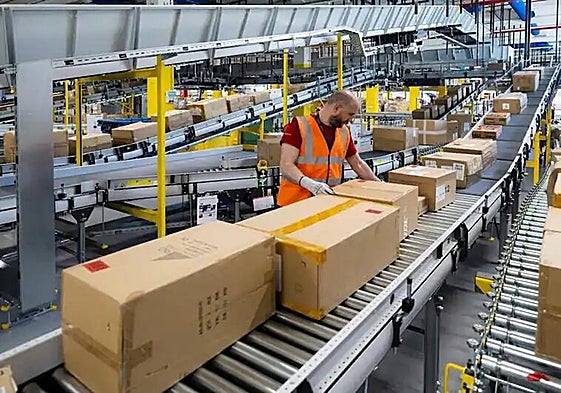 An Amazon logistics centre.