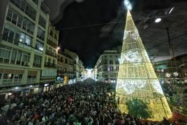 Crowds gathered for the lights in Malaga's city.
