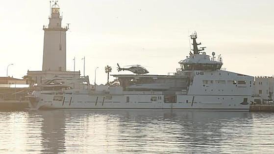 Huge 'butler' vessel for luxury megayachts docks at Malaga port