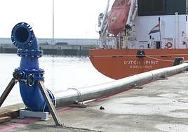 A water tanker in Bermeo port in the Basque Country.