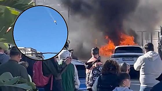 This is the moment a car on fire in Mijas spectacularly exploded shooting debris into the sky