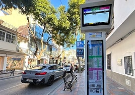 One of the new digital bus stops in Fuengirola.