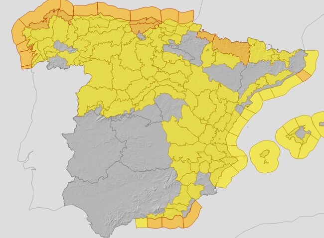 Widespread weather alerts in Spain this Monday, 16 January.