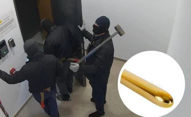 The comapny's security camera captured the thieves (inset: one of the golden vibrators)