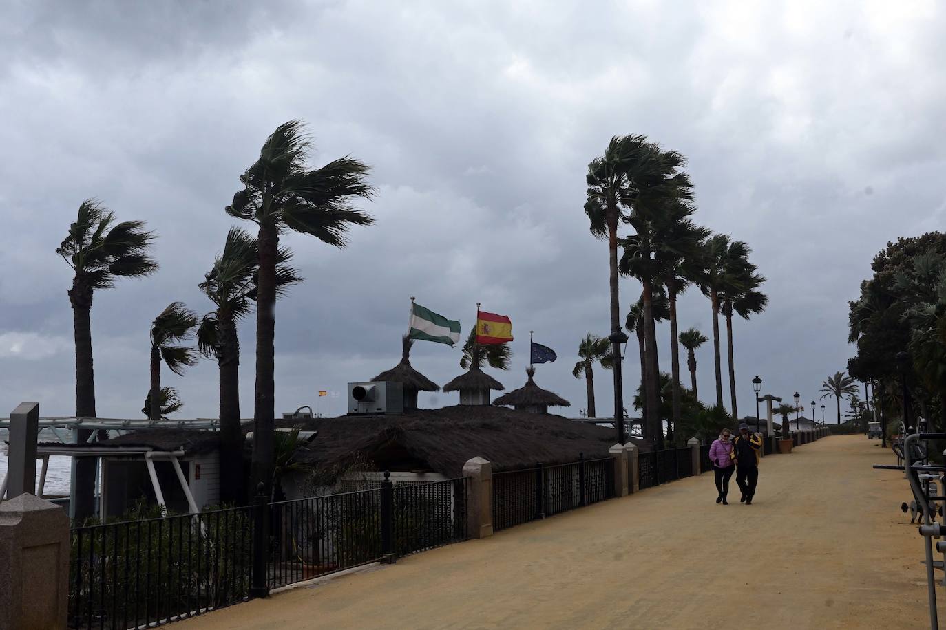 The storm hits the shore in Marbella 