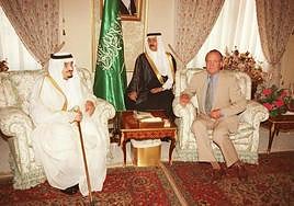 King Fahd with King Juan Carlos of Spain in his palace in Marbella.