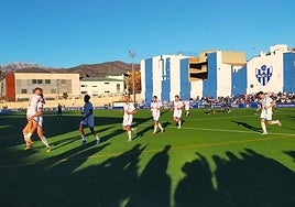 The Vélez players celebrate their equalising goal.