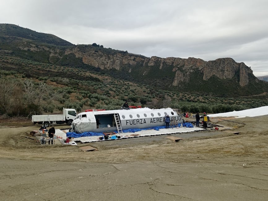 This is how an olive grove was transformed into a film set when the Oscar award contender Society Of The Snow was shot in Spain's Sierra Nevada