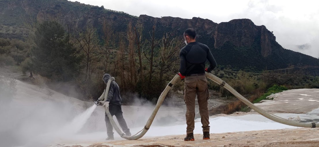 This is how an olive grove was transformed into a film set when the Oscar award contender Society Of The Snow was shot in Spain's Sierra Nevada