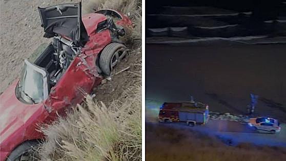 Driver injured after car crashes off road and plunges down 20-metre embankment onto beach in Benalmádena