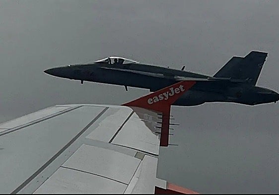 Spanish fighter escorting the London-Menorca flight.