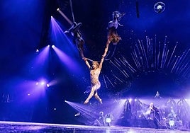 A file image of a performance of Alegría.