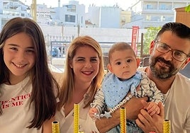 Rocío and Jorge with baby Jorge and Rocío's daughter Leyre.
