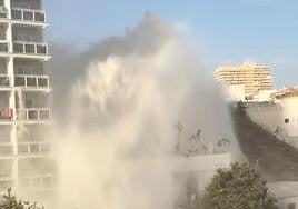 A break in the Costa del Sol's mains water supply pipe line as it passes through Benalmádena.