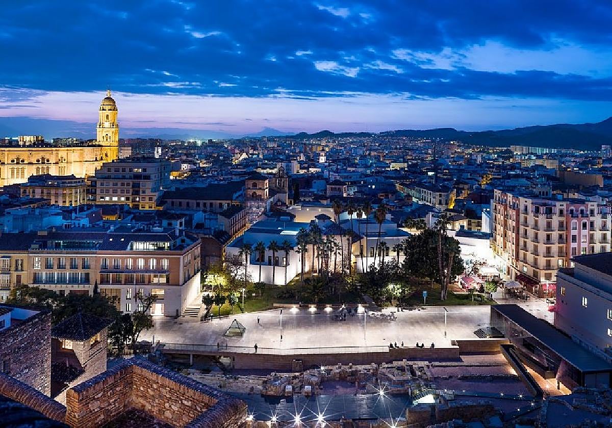 View of Malaga city from the Alcazaba fortress.