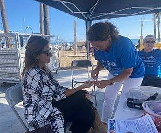 The Mijas Lion's Diabetes Support Group carrying out a test for the disease.