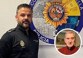 National Police officer Juan Manuel Lora, who saved Juan Ignacio Arbulo (inset).