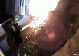 One of the officers in the area where the fire started.