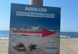 A sign that pointed to Benalcan, when the pet beach was in operation.