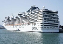 An MSC Cruises ship in the port of Getxo.
