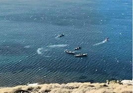 Narco-boats off Los Genoveses beach in Almeria province's Cabo de Gata.