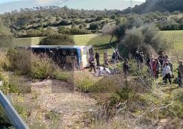 The scene of the coach crash.