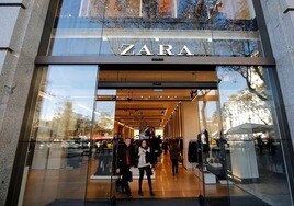 Customers leaving a Zara shop in Barcelona.