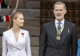 King Felipe VI and Princess Leonor at the swearing-in ceremony of the Constitution.