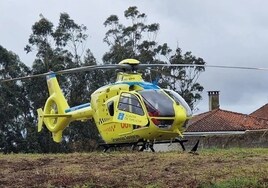 The man was flown to hospital by air ambulance.