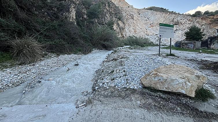 This is what the Chíllar river in Nerja looks like after the heavy rains during Easter week