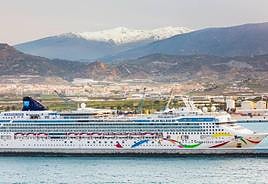 The Norwegian Dawn cruise ship at the port of Motril.