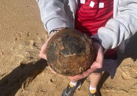 School pupils make an unusual discovery during field trip on a Costa de la Luz beach in Spain