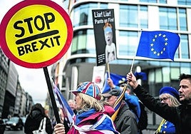 File image of a protest in London by anti-Brexit demonstrators.