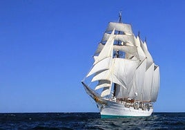The Juan Sebastián Elcano in full sail, ready for its centenary celebrations in 2027.