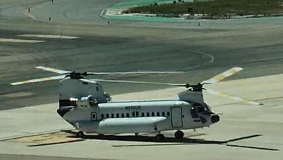 Two large private helicopters cause a stir at Malaga Airport