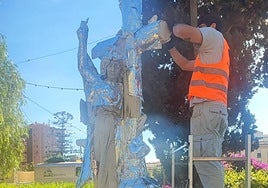 Work on one of the tombs in Malaga’s historic English Cemetery.
