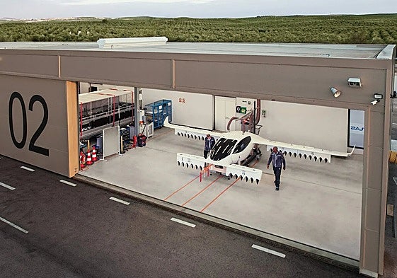 The Lilium Vtol aircraft in a test hangar in Villacarrillo (Jaén).